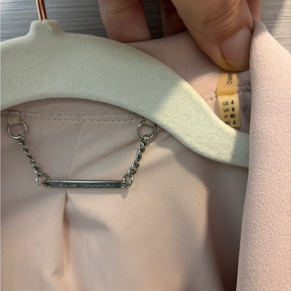Elie Tahari Blush Pink Ruffle Front Blazer - Picture 4 of 5